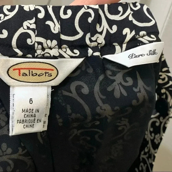 Talbots Pure Silk Lined Pants Black Side Zip - Picture 7 of 11